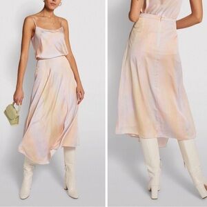 FINAL PRICE NWT Vince Pastel Rainbow Wash Satin Drape Skirt
